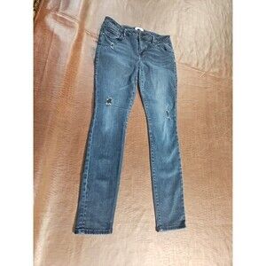 Ladies 8 30x29 Cabi Jeans Ripped Skinny Stretch Dark Blue Soft Premium Denim